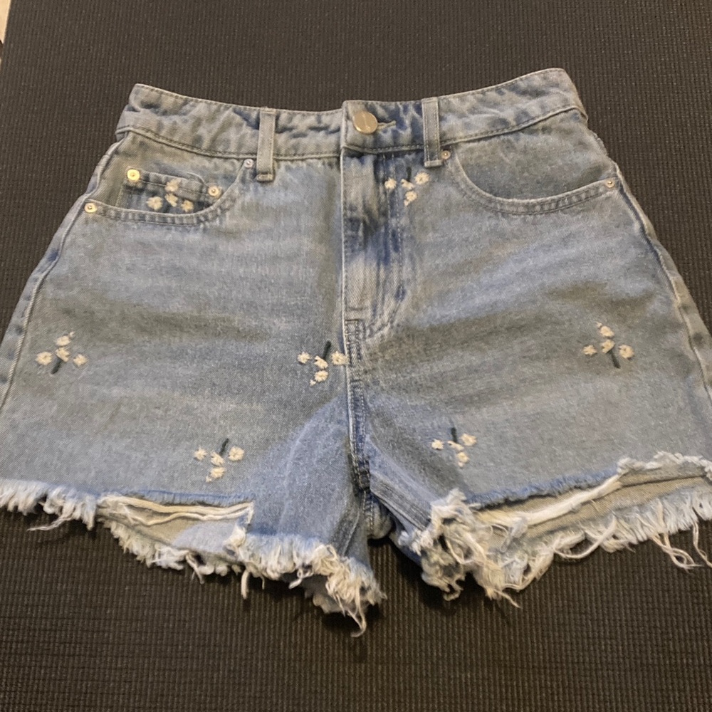 Denim Floral Embroidered Women's Shorts